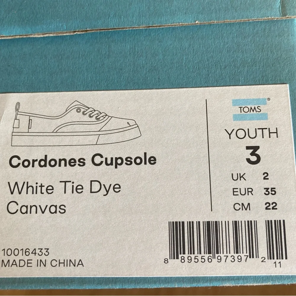 Toms Cordones Cupsole Youth 3 Sneakers Multicolor Canvas Round‎ Toe Lace Up